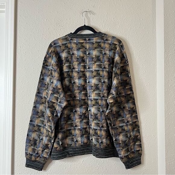 Jhane Barnes Vintage Wool Blend Sweater Size Large Crewneck Geometric Print - Picture 4 of 8